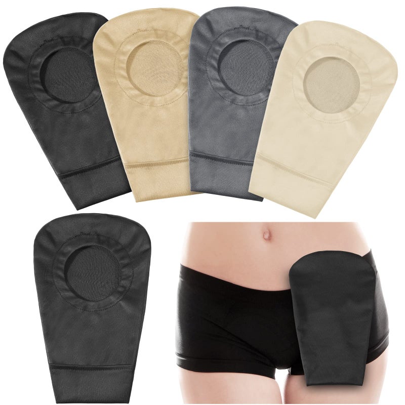 Sherr 4 Pieces Ostomy Bag Cover Colostomy Bag Covers Odor Control Stretchy Pouch Washable Pouch Liner for Women Men Lightweight Care Protector Supplies 4 Colors